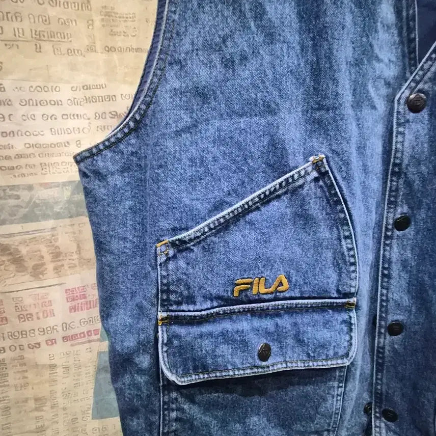 [BUNJANG] Vintage Blue Vest / 흴라 청조끼<가슴단면66>