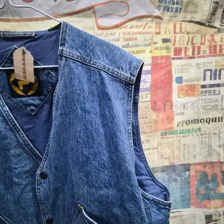 [BUNJANG] Vintage Blue Vest / 흴라 청조끼<가슴단면66>