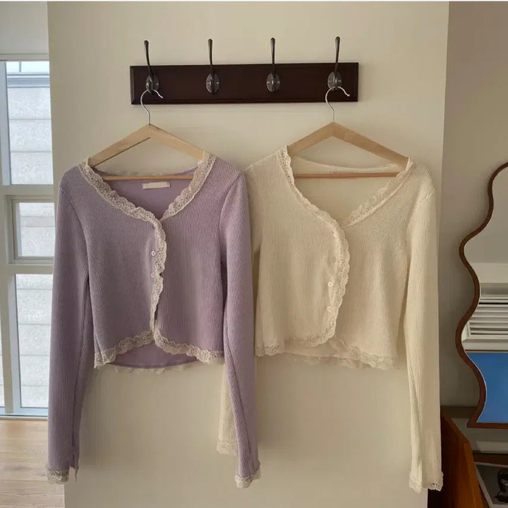 [BUNJANG] Lace Cardigan Lavender/Ivory / 레이스 가디건 라벤더 아이보리