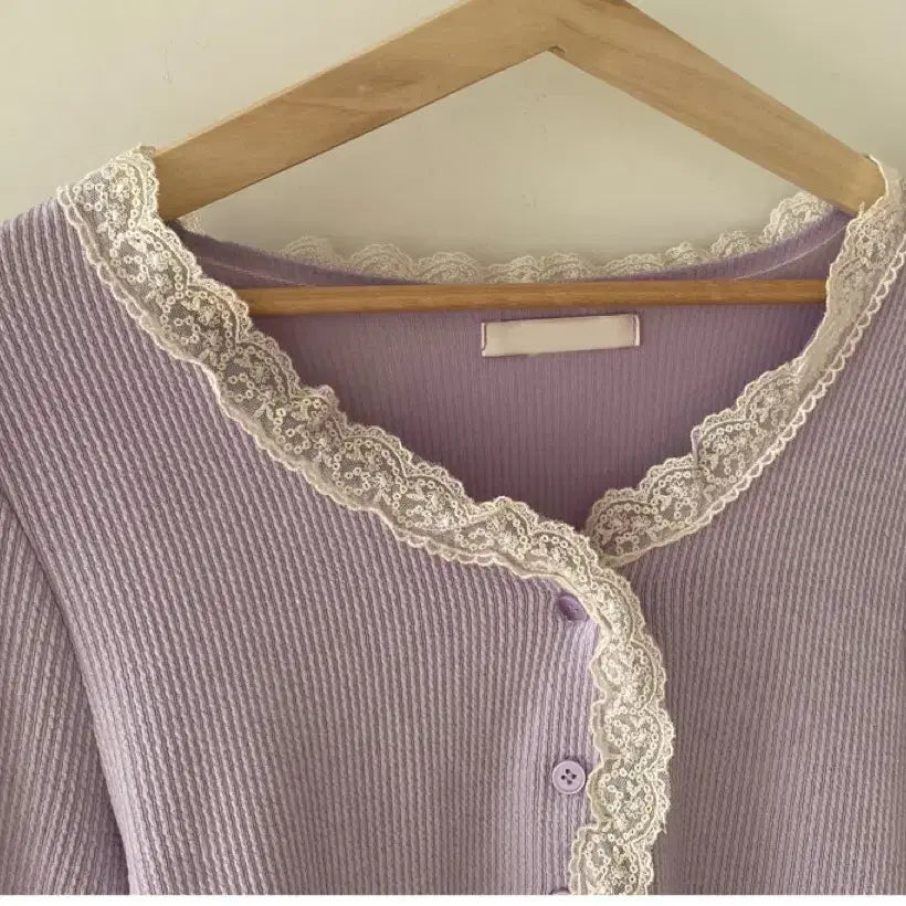 [BUNJANG] Lace Cardigan Lavender/Ivory / 레이스 가디건 라벤더 아이보리