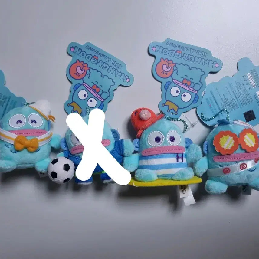 [BUNJANG] Sanrio Hangyodon 40th Anniversary Keyring 8cm / 산리오] 한교동 40주년 기념 키링 8cm (마린, 서퍼, 축하)
