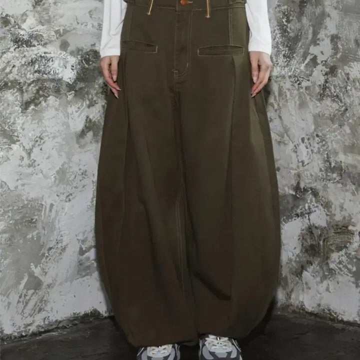 [BUNJANG] Lunakihoo Ethnic Curve Pintuck Cotton Balloon Pants / 루나키후 에스닉 커브 핀턱 코튼 벌룬 팬츠
