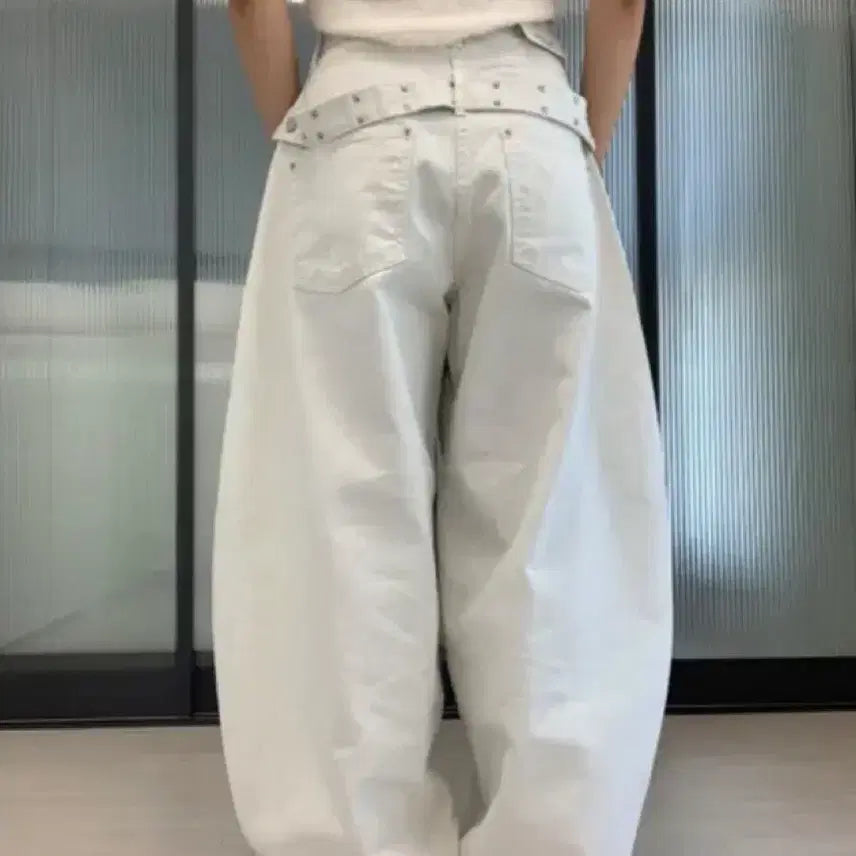 [BUNJANG] Un-i-n Chic Chain Belt Wide Pants Silver L / 유엔아이엔 시크 체인벨트 와이드팬츠 실버 L