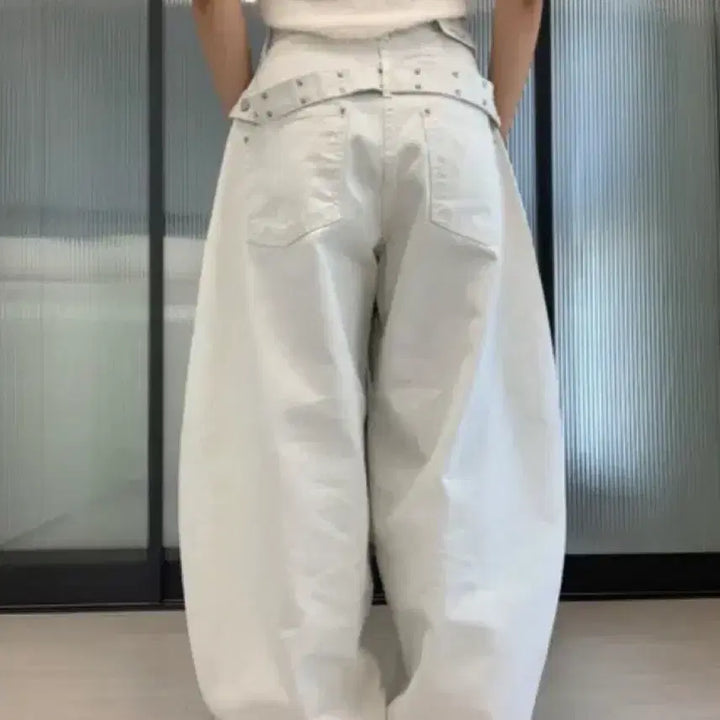 [BUNJANG] Un-i-n Chic Chain Belt Wide Pants Silver L / 유엔아이엔 시크 체인벨트 와이드팬츠 실버 L