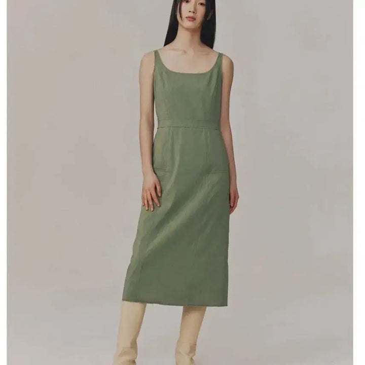 [BUNJANG] Majournee Linen Sleeveless Dress Olive Green S / 새상품 마조네 린넨 나시원피스 올리브 그린S