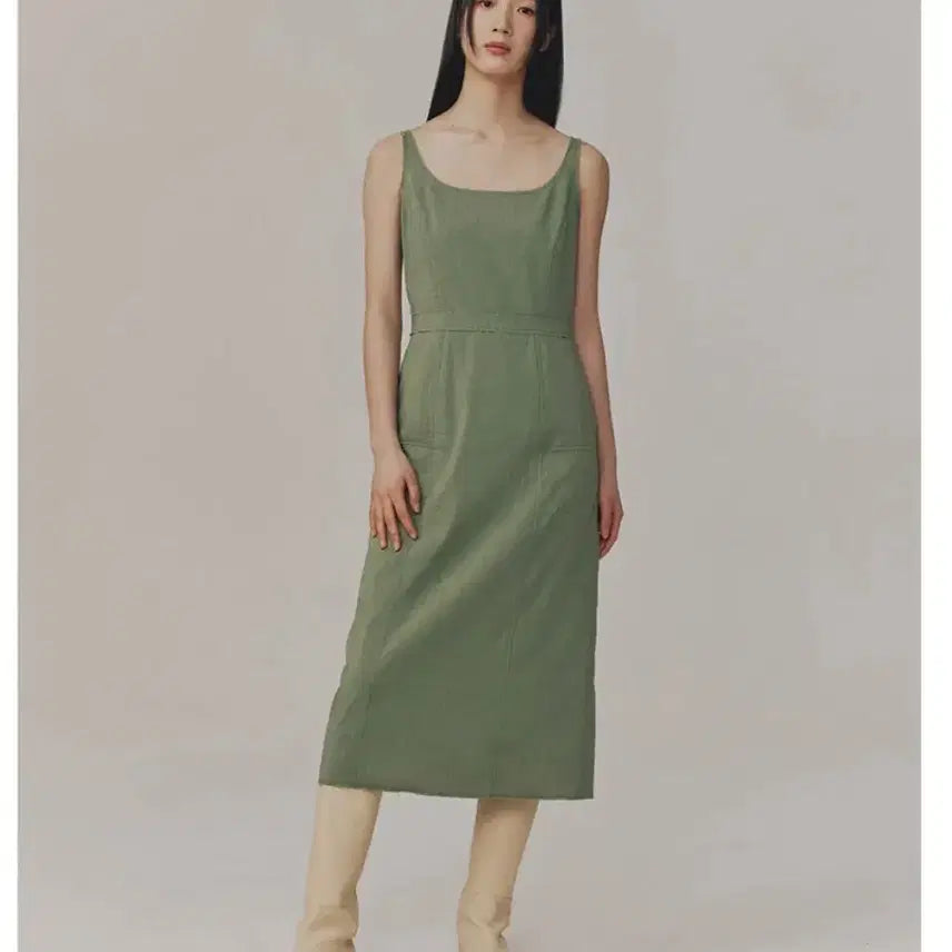 [BUNJANG] Majournee Linen Sleeveless Dress Olive Green S / 새상품 마조네 린넨 나시원피스 올리브 그린S