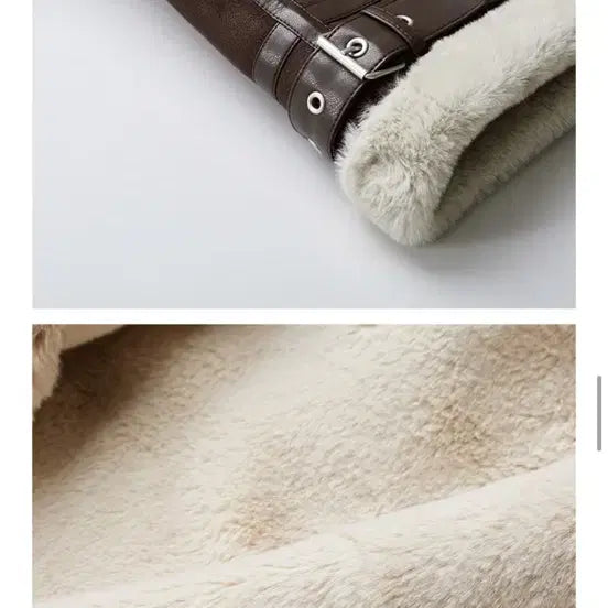[BUNJANG] Spao Faux Fur Accented Mouton Jacket - Brown (S) / 스파오 퍼배색 무스탕 브라운 S