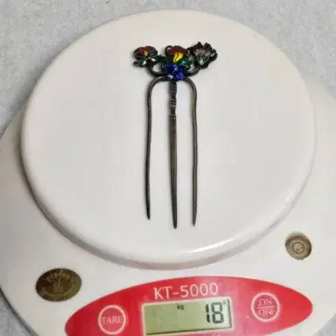 [BUNJANG] Antique Korean Silver Cloisonne Hairpin Set / 옛날 순은 칠보 뒷꽂이 쌍뒷꽂이 화문비녀 은비녀 목단꽃 비녀