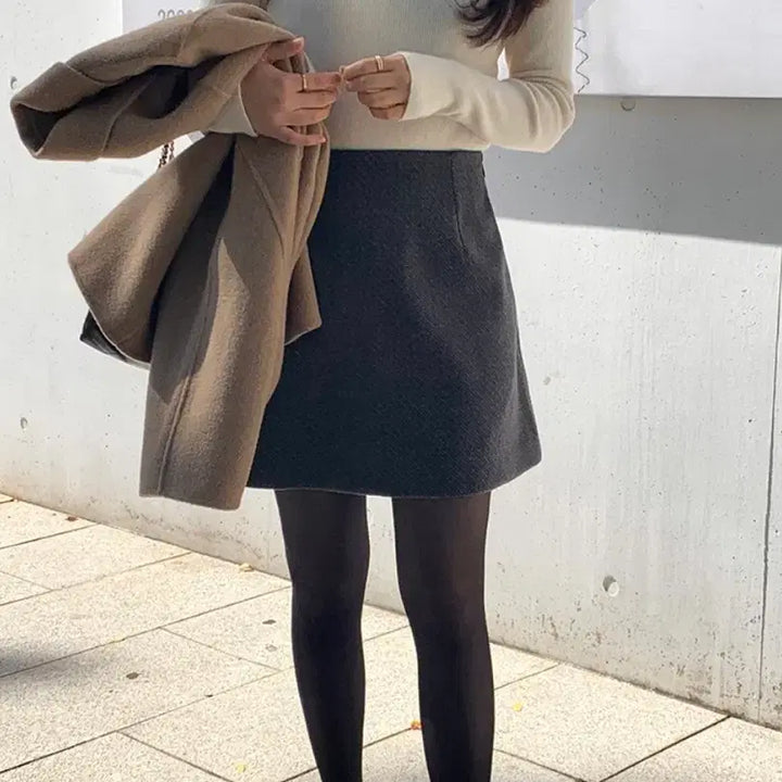 [BUNJANG] With Yoon Modny Wool Mini Skirt &amp; House Turtleneck Knit Set / 위드윤 모드니 울 미니 스커트 S 하우스 터틀넥 니트