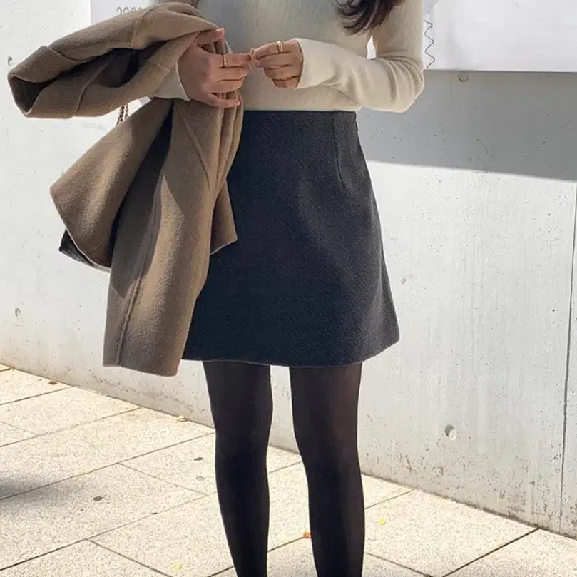 [BUNJANG] With Yoon Modny Wool Mini Skirt &amp; House Turtleneck Knit Set / 위드윤 모드니 울 미니 스커트 S 하우스 터틀넥 니트