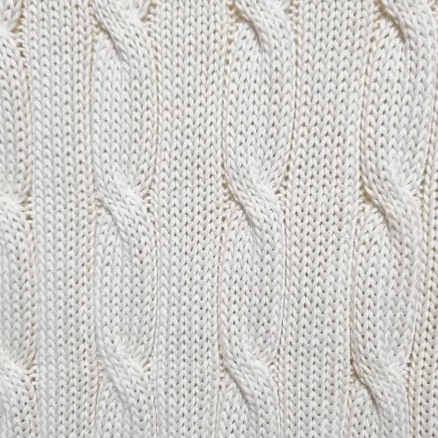[BUNJANG] Polo Pima Cotton Cable Knit Sweater / 여성 QR인증 폴로 피마 코튼 아이보리 긴팔 케이블 꽈배기 니트 스웨터