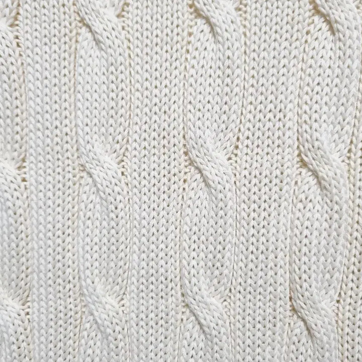 [BUNJANG] Polo Pima Cotton Cable Knit Sweater / 여성 QR인증 폴로 피마 코튼 아이보리 긴팔 케이블 꽈배기 니트 스웨터