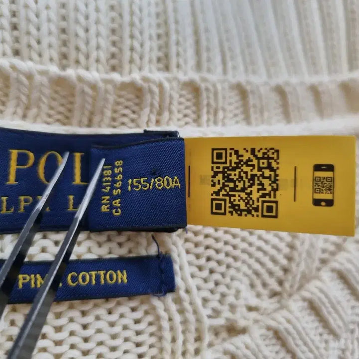 [BUNJANG] Polo Pima Cotton Cable Knit Sweater / 여성 QR인증 폴로 피마 코튼 아이보리 긴팔 케이블 꽈배기 니트 스웨터