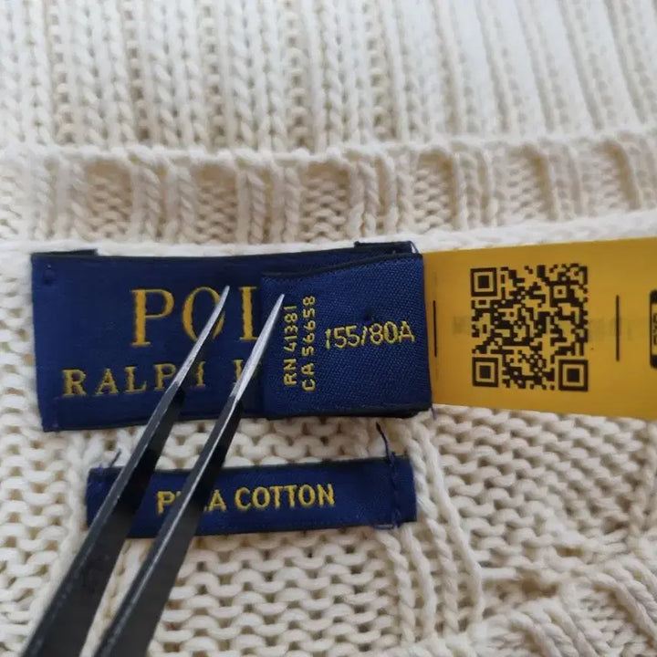 [BUNJANG] Polo Pima Cotton Cable Knit Sweater / 여성 QR인증 폴로 피마 코튼 아이보리 긴팔 케이블 꽈배기 니트 스웨터