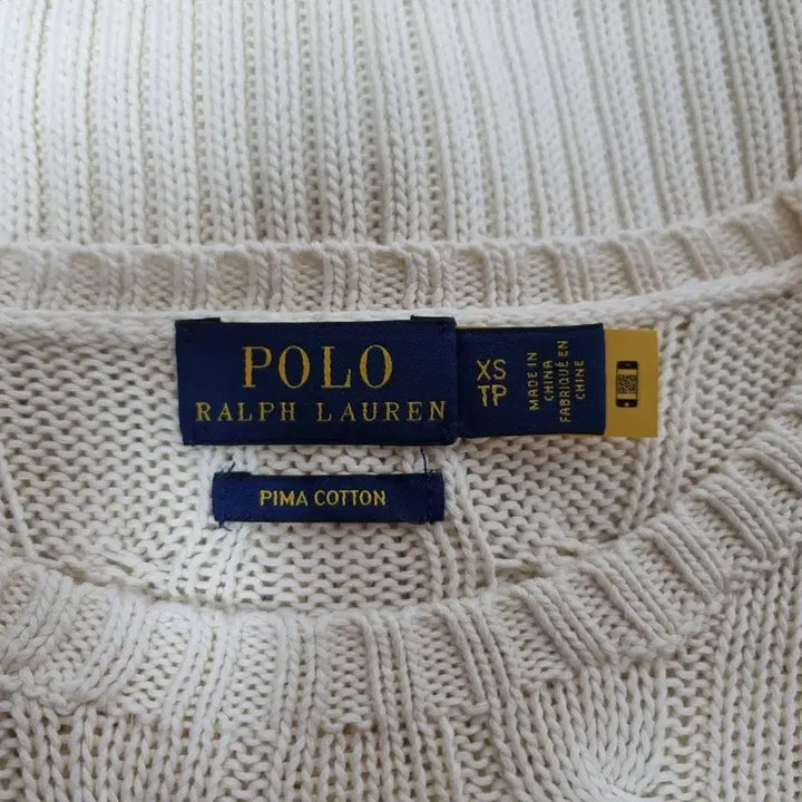 [BUNJANG] Polo Pima Cotton Cable Knit Sweater / 여성 QR인증 폴로 피마 코튼 아이보리 긴팔 케이블 꽈배기 니트 스웨터