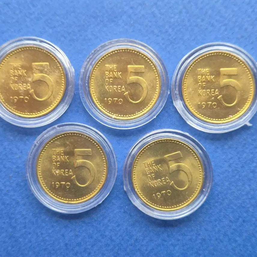 [BUNJANG] 1970 5 Won Brass Coin Set / 1970년 5원 황동화 미사용 주화 5개 -7-