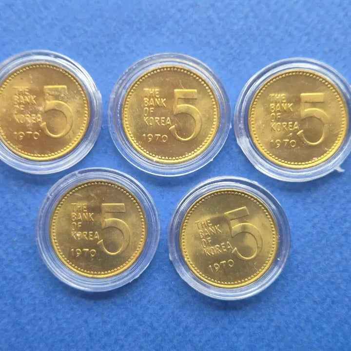 [BUNJANG] 1970 5 Won Brass Coin Set / 1970년 5원 황동화 미사용 주화 5개 -7-