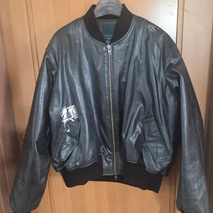 [BUNJANG] Under my car Unknown Artwork Leather Bomber Jacket / 언더마이카24fw 언노운 아트웍 레더봄버 2사이즈