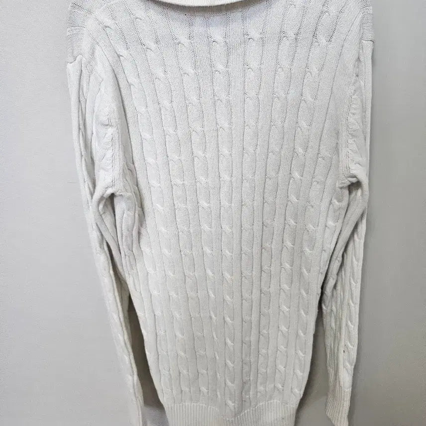 [BUNJANG] US Polo Assn. Cable Knit Polo Shirt White / US폴로 아슨 꽈배기 카라 니트 화이트