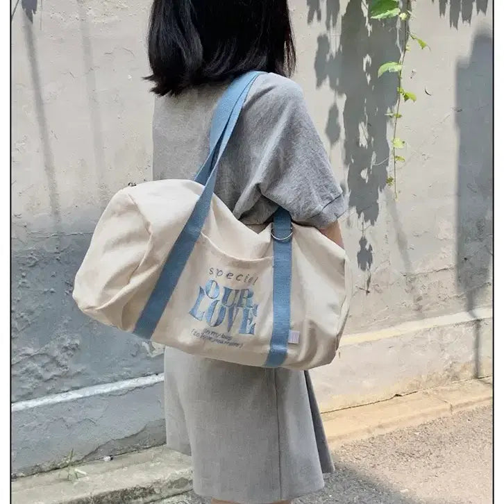 [BUNJANG] Your Emotion OUR LOVE Ivory Duffle Bag / 유어이모션 OUR LOVE 아이보리 더플백