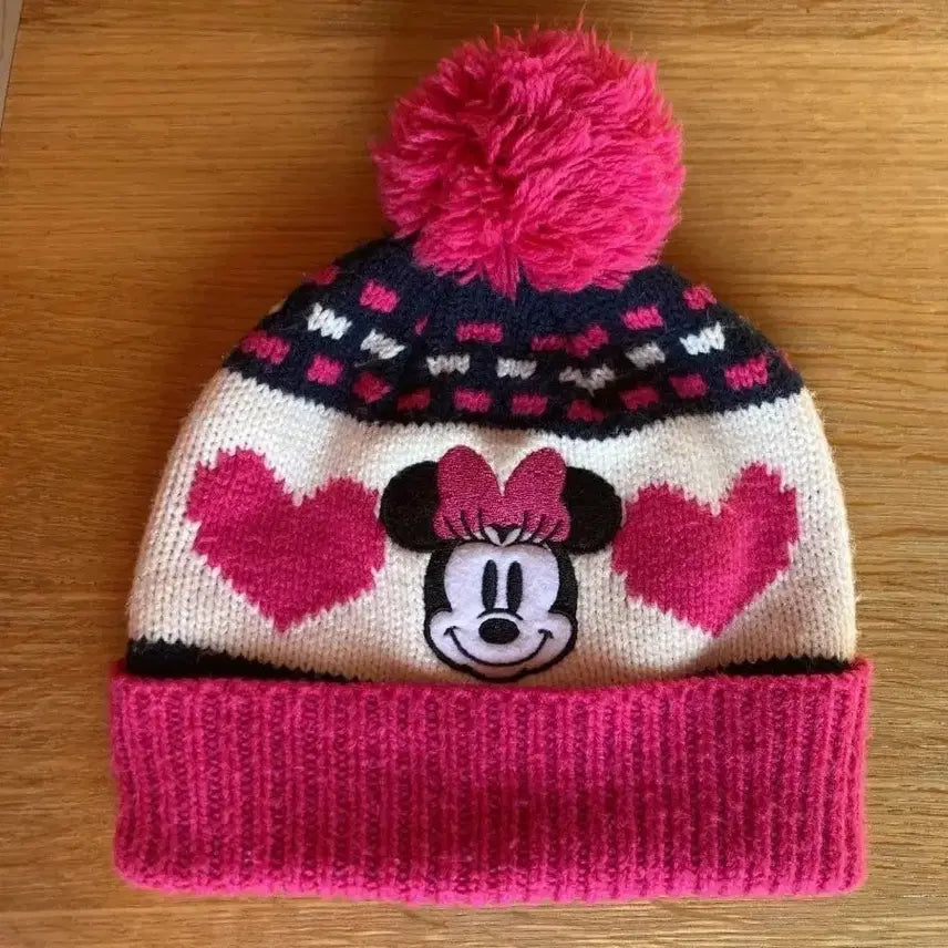 [BUNJANG] Vintage Mickey Mouse Pom-Pom Beanie / 빈티니 미키마우스 폼폼 비니 모자 달천깔