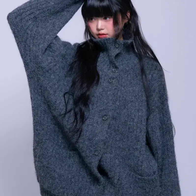 [BUNJANG] NINE High Neck Heavy Cardigan / 나이엔 하이넥 헤비 가디건