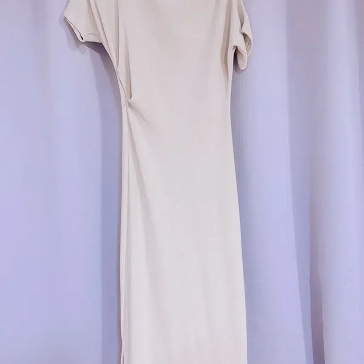 [BUNJANG] Beige Midi Dress and Cardigan Set / 베이지 수입 반팔 미디 원피스 가디건 세트