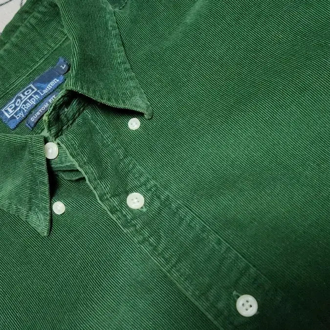 [BUNJANG] Polo Ralph Lauren Corduroy Custom Fit Shirt / 폴로 랄프로렌 코듀로이 커스텀핏 셔츠 그린 L 110사이즈