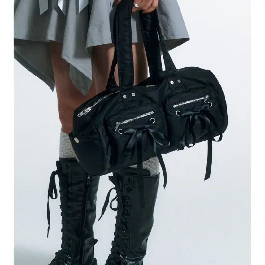 [BUNJANG] Not Knowing Double Ribbon Black Shoulder Bag / 낫노잉 더블리본백