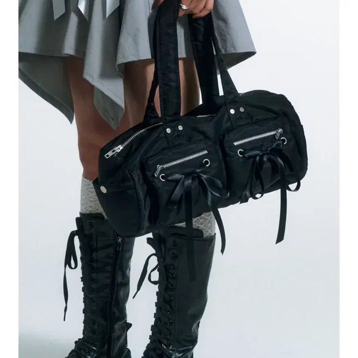 [BUNJANG] Not Knowing Double Ribbon Black Shoulder Bag / 낫노잉 더블리본백