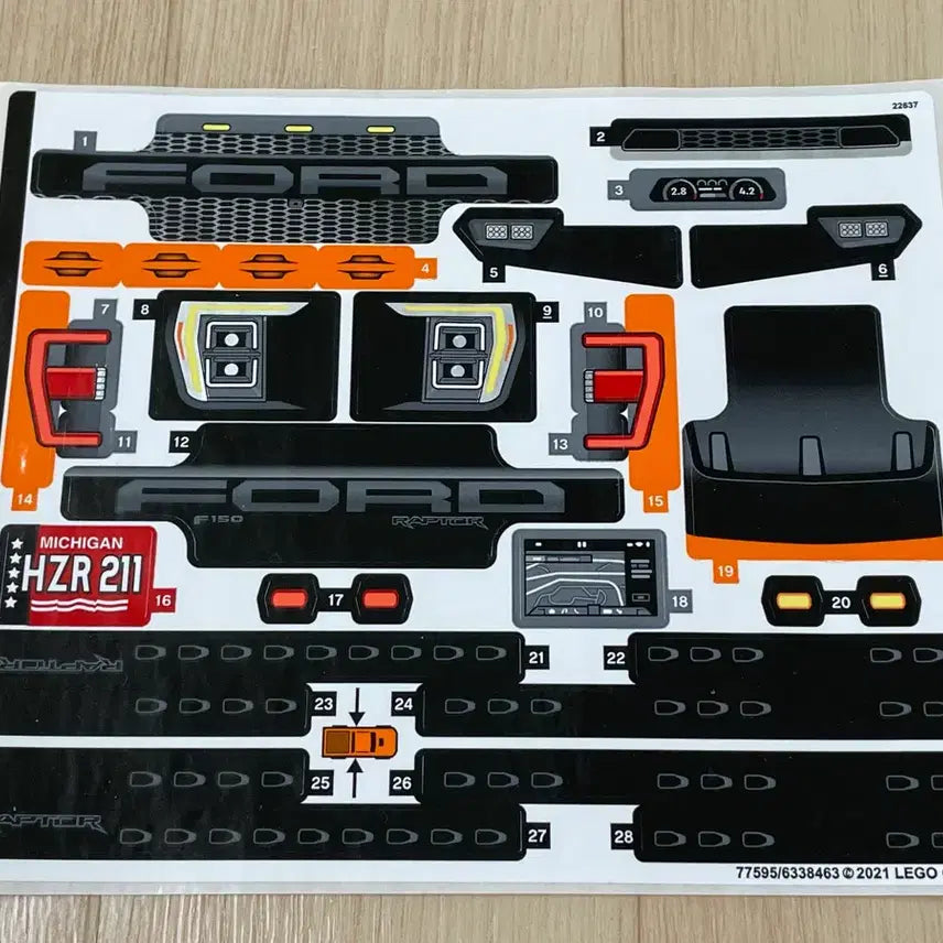 [BUNJANG] Lego Technic Ford F-150 Raptor Sticker / 레고 테크닉 42126 포드 F-150 랩터 스티커