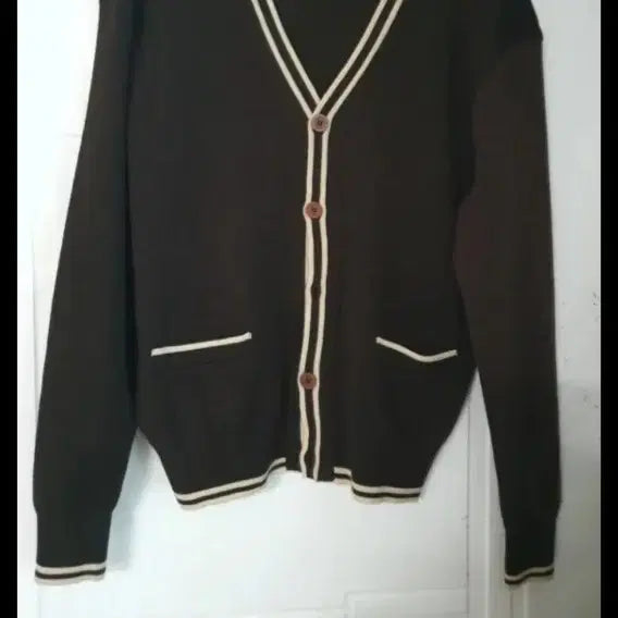 [BUNJANG] Unbranded Green and Brown Knit Cardigan / 상큼초록  다크 밤색 새상품니트 가디건