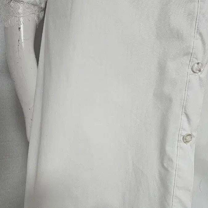 [BUNJANG] White Lace Hem Point Shirt Dress / 흰색 레이스 밑단 포인트 셔츠 원피스..반품 54 길이 92