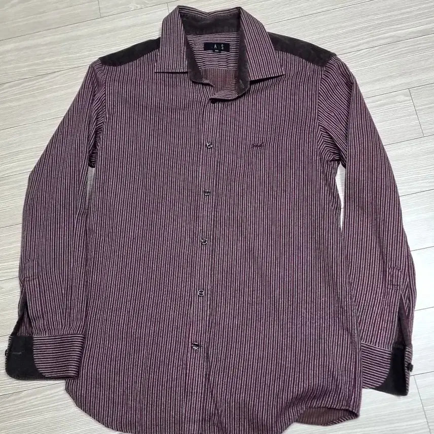 [BUNJANG] Daks 90s Wine Stripe Long Sleeve Shirt / 90s 닥스 와인 스트라이프 긴팔 셔츠(100)