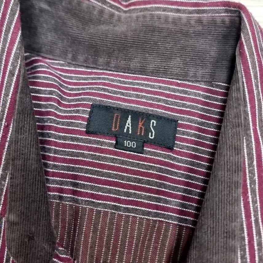 [BUNJANG] Daks 90s Wine Stripe Long Sleeve Shirt / 90s 닥스 와인 스트라이프 긴팔 셔츠(100)