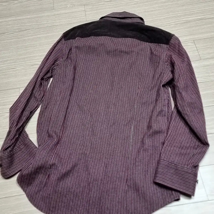 [BUNJANG] Daks 90s Wine Stripe Long Sleeve Shirt / 90s 닥스 와인 스트라이프 긴팔 셔츠(100)