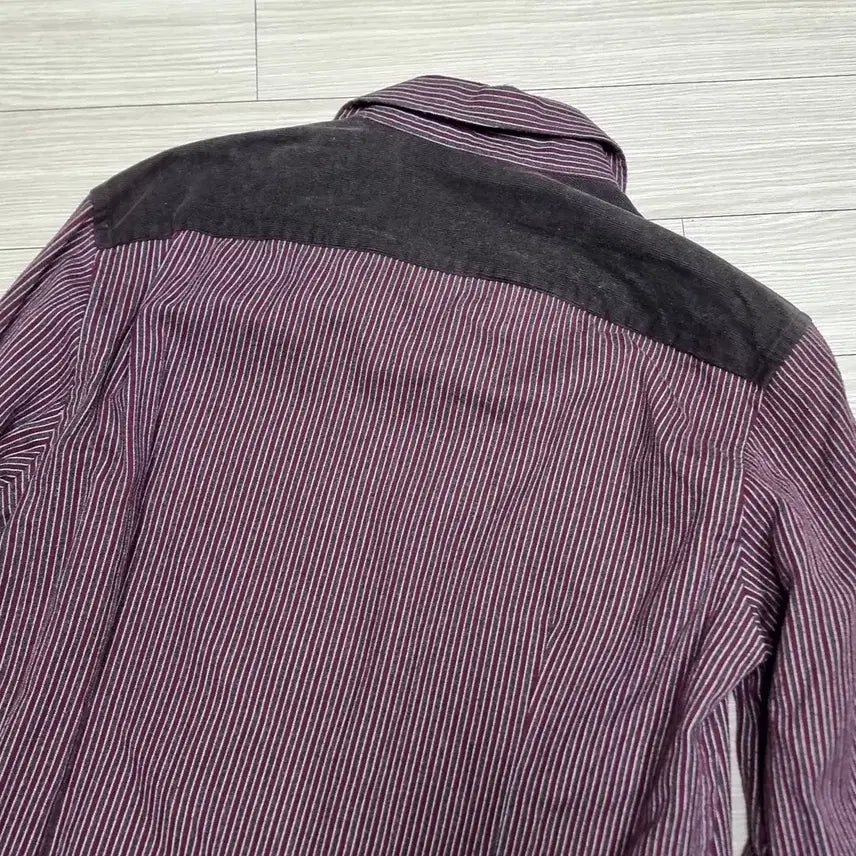 [BUNJANG] Daks 90s Wine Stripe Long Sleeve Shirt / 90s 닥스 와인 스트라이프 긴팔 셔츠(100)