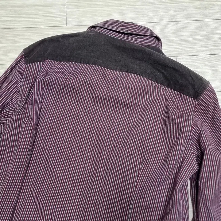 [BUNJANG] Daks 90s Wine Stripe Long Sleeve Shirt / 90s 닥스 와인 스트라이프 긴팔 셔츠(100)