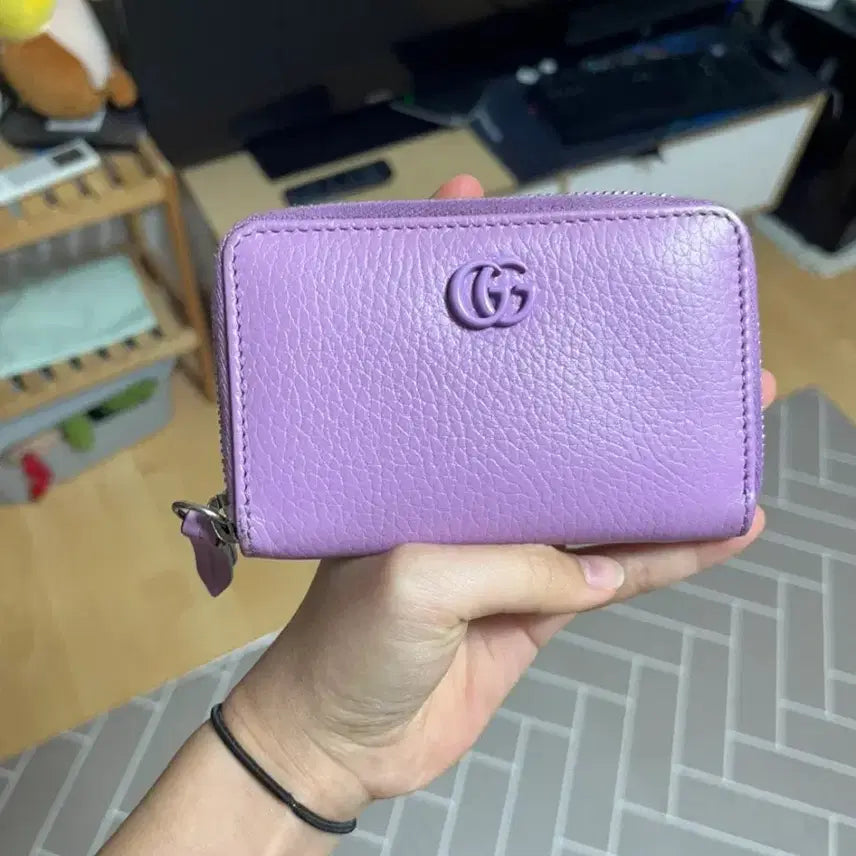 [BUNJANG] Gucci GG Marmont Lavender Zip Card Wallet / 구찌 GG마몬트 라벤더 지퍼 카드지갑