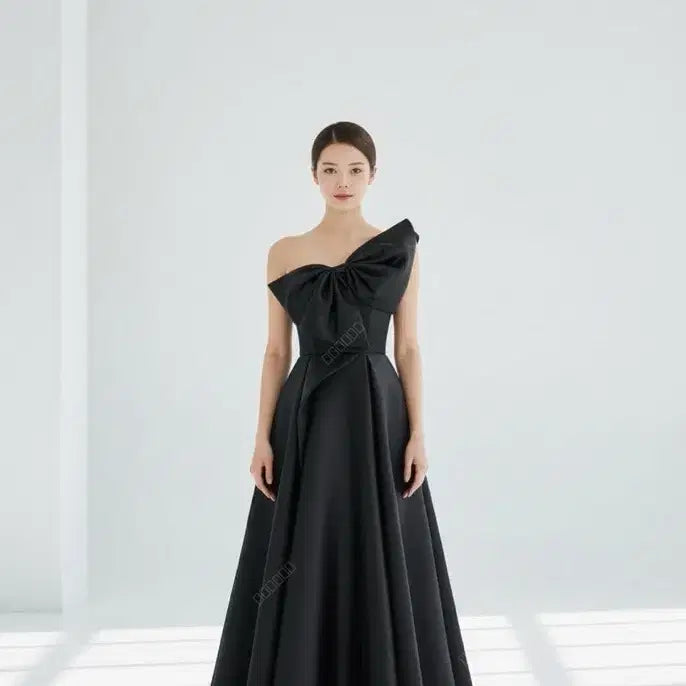 [BUNJANG] Black Ribbon Dress Rental / 블랙 리본 드레스 웨딩 컨셉사진 2부 피로연 졸업사진 연주회 대여
