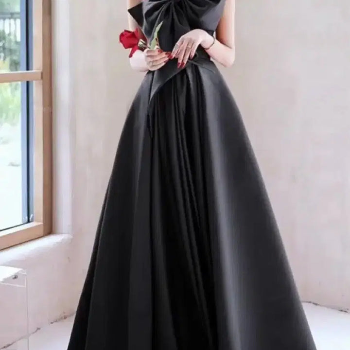 [BUNJANG] Black Ribbon Dress Rental / 블랙 리본 드레스 웨딩 컨셉사진 2부 피로연 졸업사진 연주회 대여