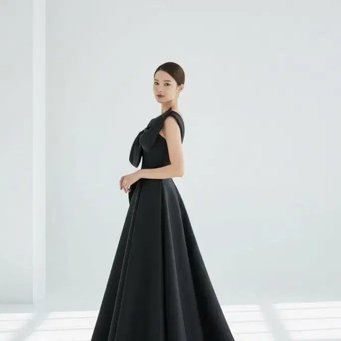 [BUNJANG] Black Ribbon Dress Rental / 블랙 리본 드레스 웨딩 컨셉사진 2부 피로연 졸업사진 연주회 대여