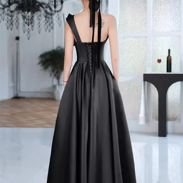 [BUNJANG] Black Ribbon Dress Rental / 블랙 리본 드레스 웨딩 컨셉사진 2부 피로연 졸업사진 연주회 대여