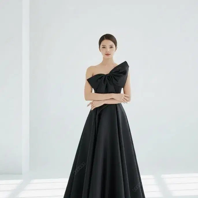 [BUNJANG] Black Ribbon Dress Rental / 블랙 리본 드레스 웨딩 컨셉사진 2부 피로연 졸업사진 연주회 대여