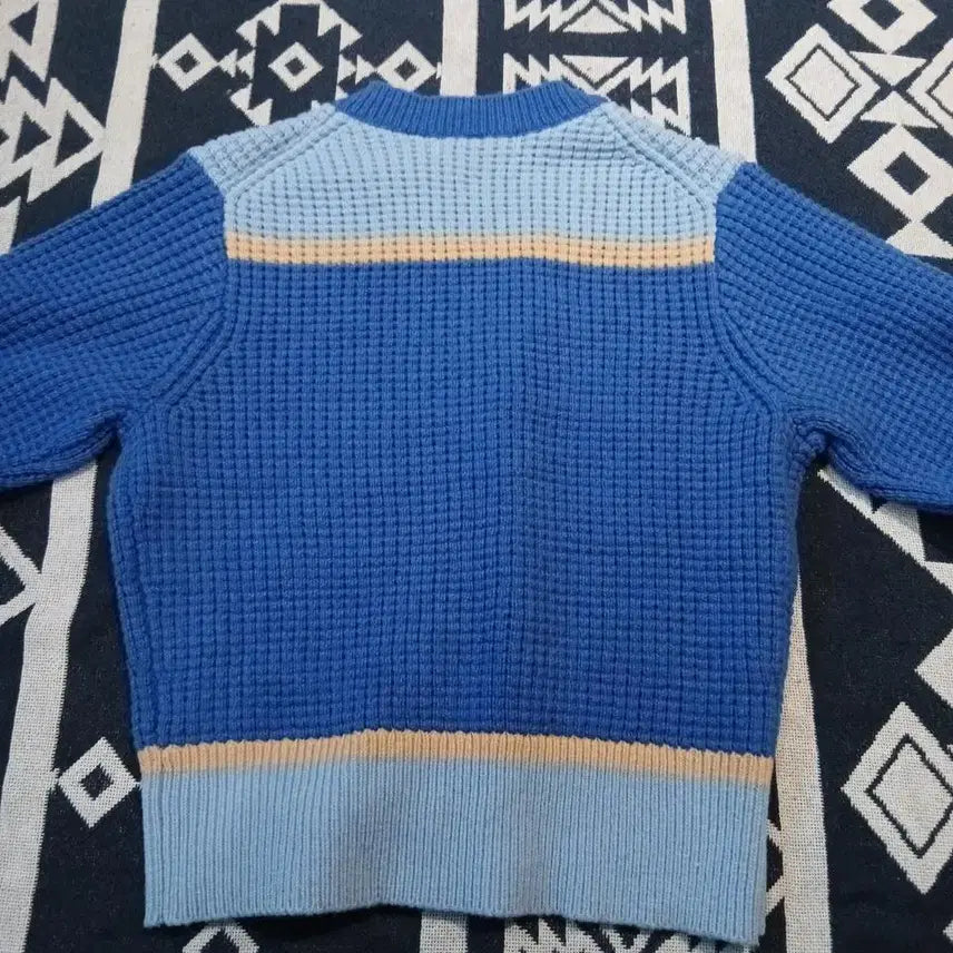 [BUNJANG] Uniqlo x Marni Blue Sky Blue Waffle Pattern Wool Blend V-Neck Knit / 유니클로 X 마르니 블루 스카이블루 배색 와플패턴 울렌 블렌드 브이넥 니
