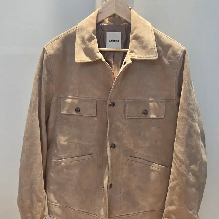 [BUNJANG] Sandro Suede Leather Jacket Beige Size 50 / 산드로 스웨이드 가죽 자켓 베이지 50