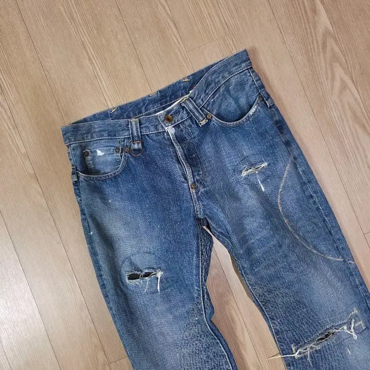[BUNJANG] HOO KOO JAPAN Distressed Denim Pants / HOO KOO JAPAN 블루 디스트로이드 데님 팬츠