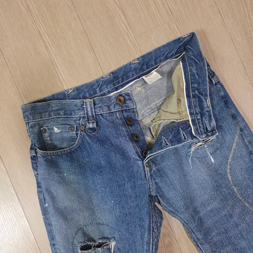 [BUNJANG] HOO KOO JAPAN Distressed Denim Pants / HOO KOO JAPAN 블루 디스트로이드 데님 팬츠