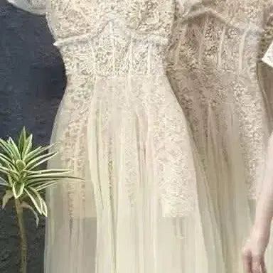 [BUNJANG] Ivory Lace Long Dress / 레이스 롱 원피스 아이보리 드레스