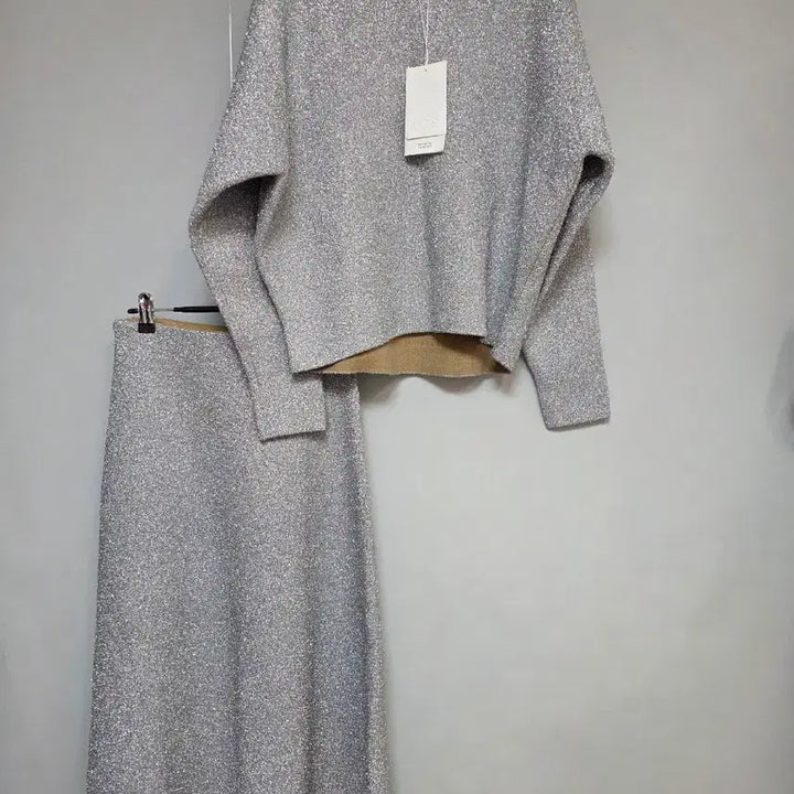 [BUNJANG] COS Silver Glitter Knit Skirt Set USXS / COS 실버 글리터 니트 스커트 셋업 usxs